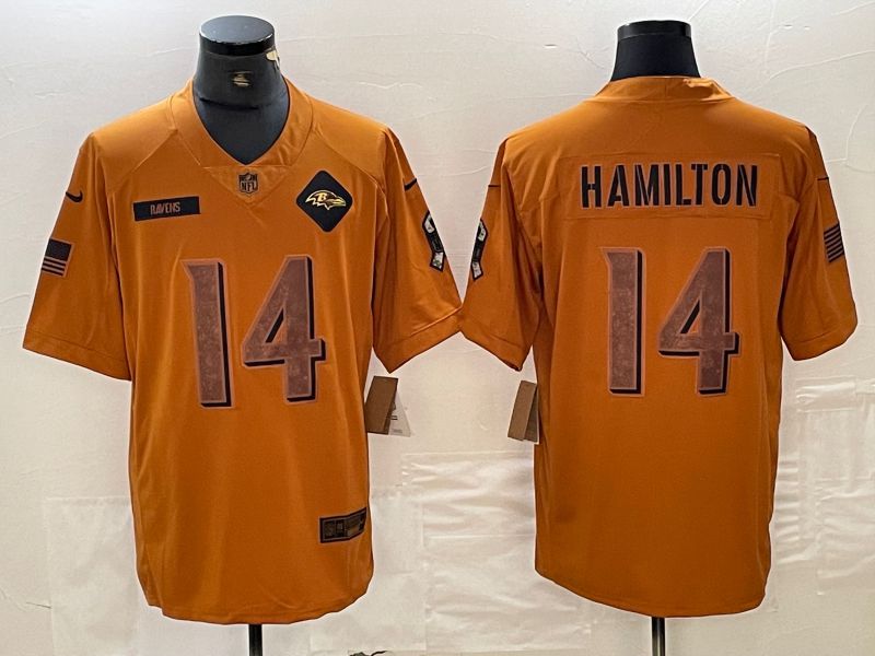 Men Baltimore Ravens #14 Hamilton brown Nike 2023 Salute To Service Limited NFL Jersey->customized nfl jersey->Custom Jersey